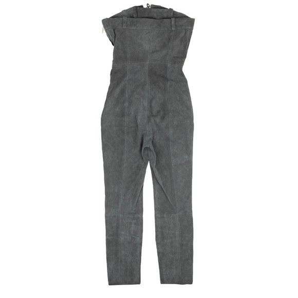 NEW UNRAVEL PROJECT Grey Leather Lace Up Strapless Jumpsuit Size S $2100 - Picture 3 of 4